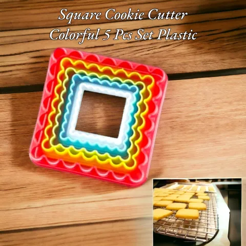 Square Cookie Cutter Colorful 5 Pcs Set Plastic