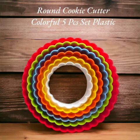 Round Cookie Cutter Colorful 5 Pcs Set Plastic