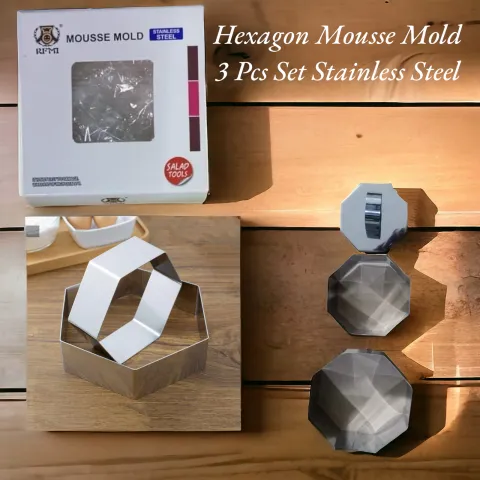 Hexagon Mousse Mold 3 Pcs Set Stainless Steel