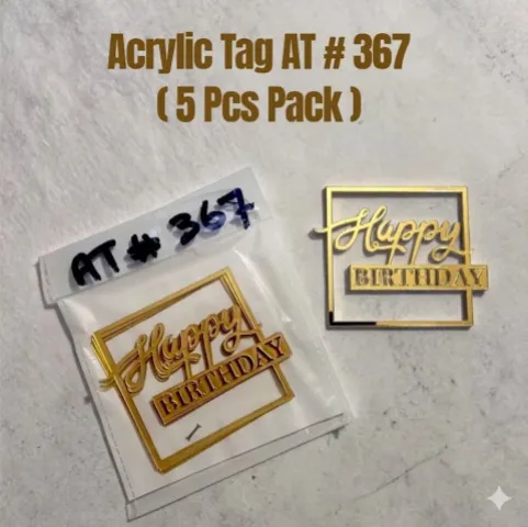 Acrylic Tag AT # 367 ( 5 Pcs Pack ) Happy Birthday