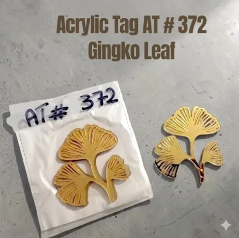 Acrylic Tag AT # 372 ( 5 Pcs Pack ) Ginkgo Leaf