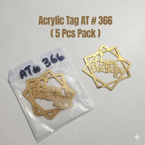 Acrylic Tag Happy Birthday AT # 366 ( 5 Pcs Pack )