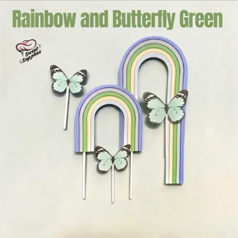 Rainbow and Butterfly Green Topper Set