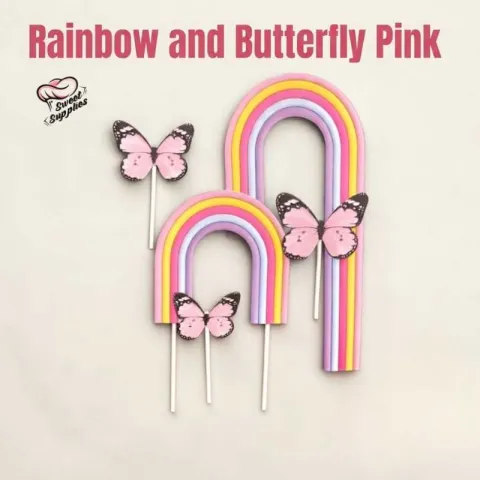 Rainbow and Butterfly Pink Topper Set