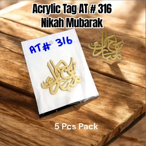 Acrylic Tag AT # 316 (5 Pcs Pack) Nikah Mubarak