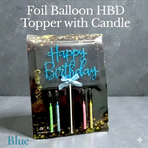 Foil Balloon Style HBD Topper With Candle