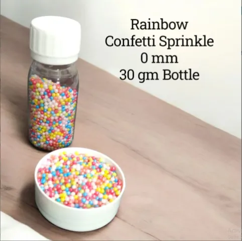 Imported Rainbow Confetti Sprinkle 0 mm 30 gm bottle