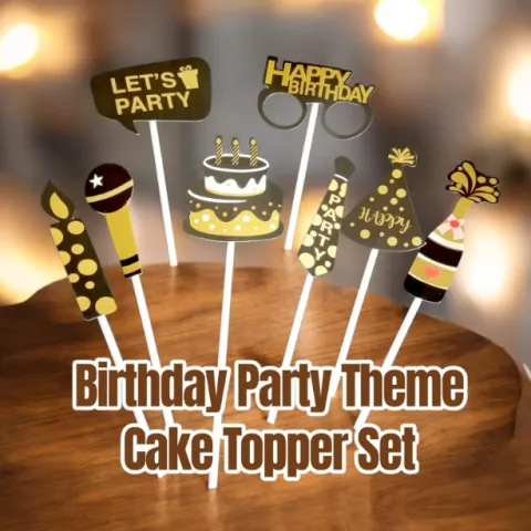 Birthday Party Theme Cake Topper Set