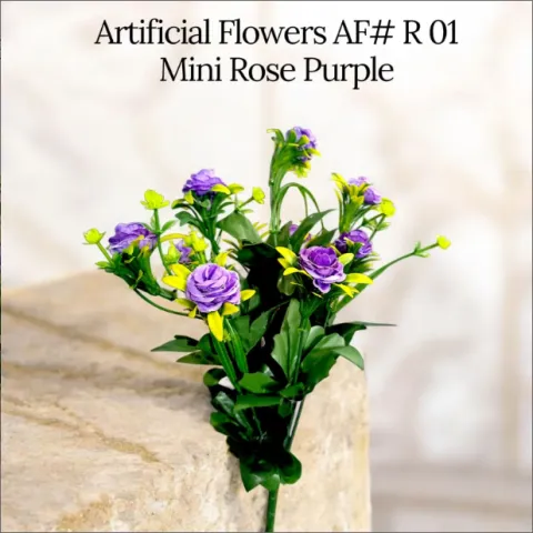 Artificial Flowers AF # R 01 Mini Rose Purple