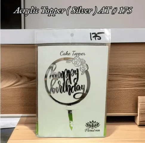 Acrylic Topper AT # 175 (Happy Birthday) (Silver)