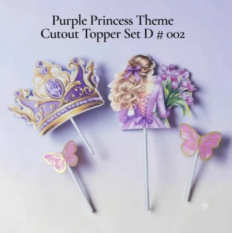 Purple Princess Theme Cutout Topper Set | D#002