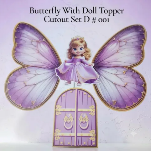 Butterfly With Doll Topper Cutout Set | D#001