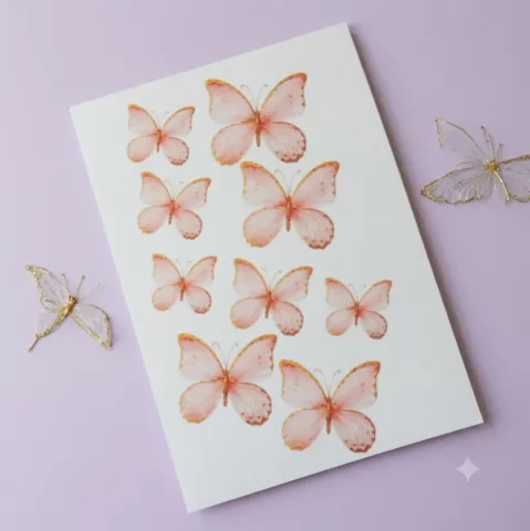 Printed Butterfly Peach Color
