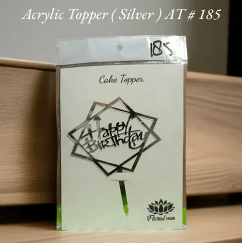 Acrylic Topper AT # 185 (Happy Birthday) (Silver)