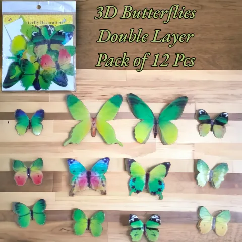 3D Butterflies Double Layer Topper Pack of 12 Pcs