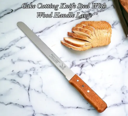 Cake Cutting Knife Steel With Wood Handle Large