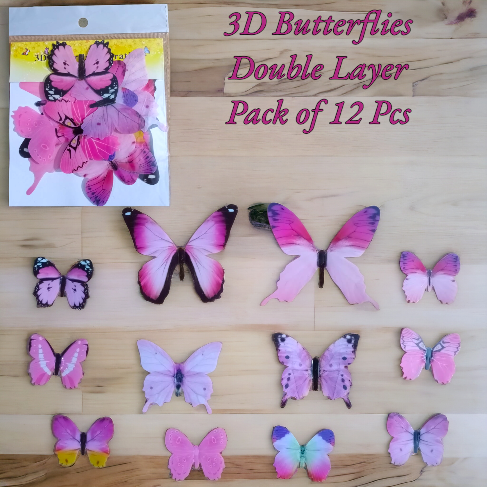 3D Butterflies Double Layer Topper Pack of 12 Pcs - Image 4