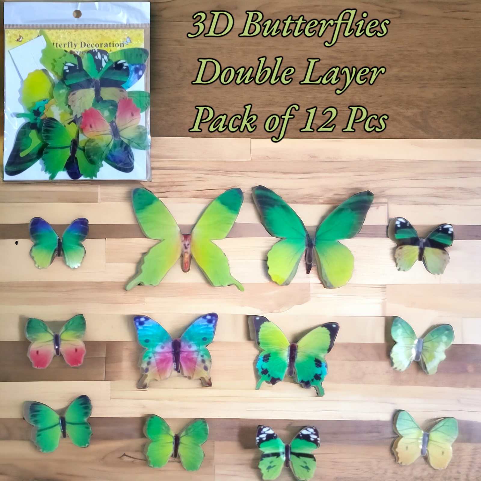 3D Butterflies Double Layer Topper Pack of 12 Pcs