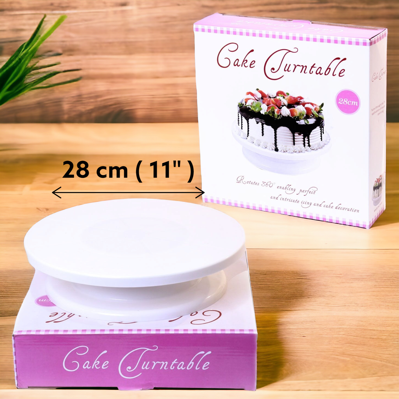 Cake Rotating Turntable Round Plastic 28cm