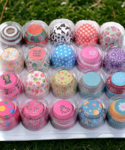 Cupcake Liner Printed Pack of 100 Pcs ( Random Color )