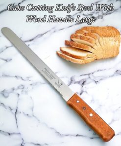 Cake Cutting Knife Steel With Wood Handle Large