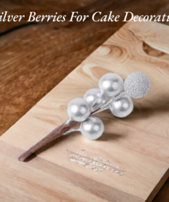 Silver Berries For Cake Decoration Pack of 4 Pcs