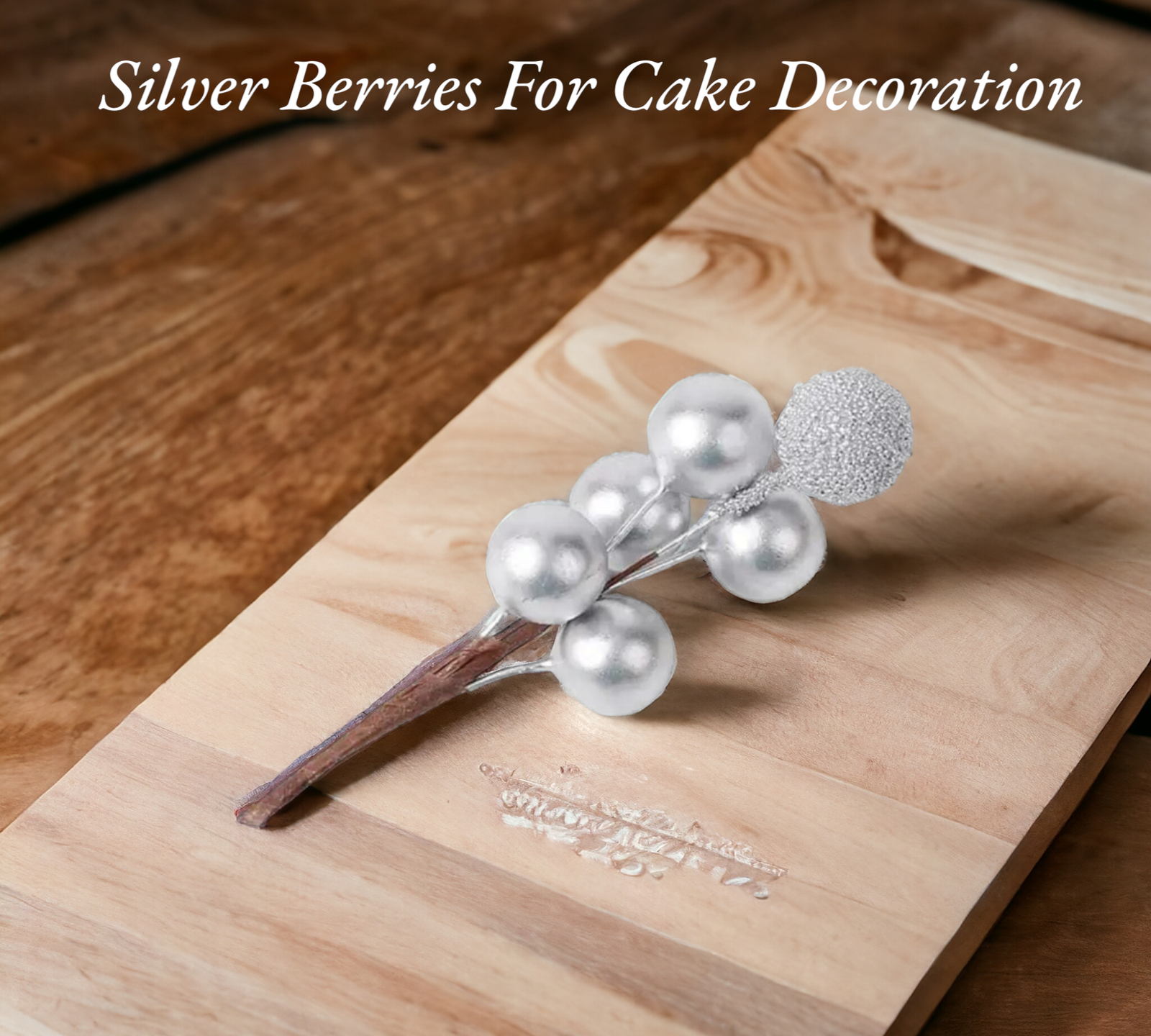 Silver Berries For Cake Decoration Pack of 4 Pcs