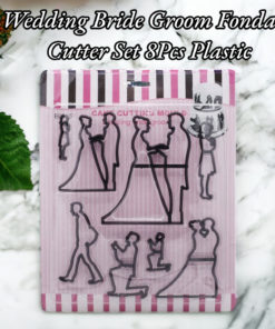 Wedding Bride Groom Fondant Cutter Set 8 Pcs Plastic