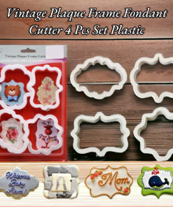 Vintage Plaque Frame Fondant Cutter 4 Pcs Set Plastic
