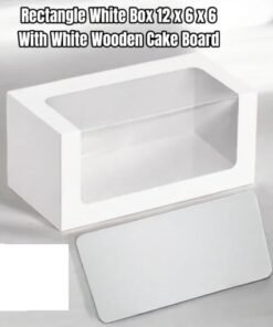 Rectangle White Box 12 x 6 x 6 With White Wooden Cake Board