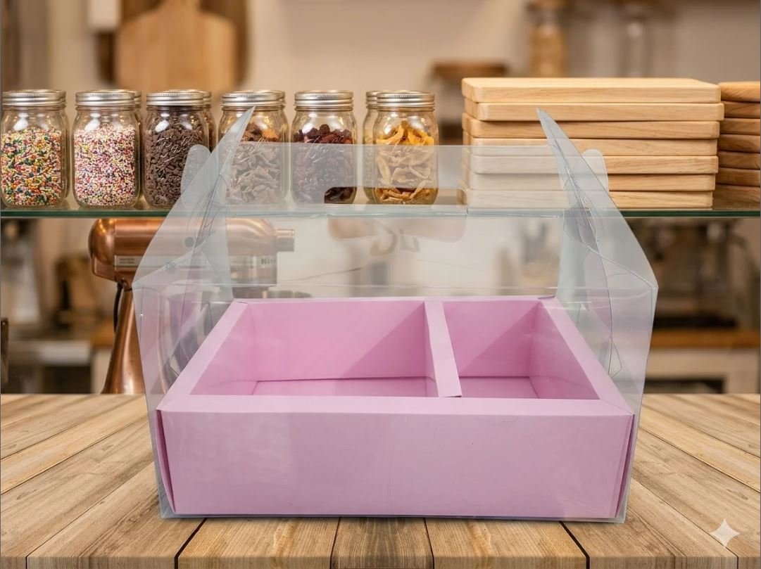 Premium Pink PVC Transparent Flower & Bento Box