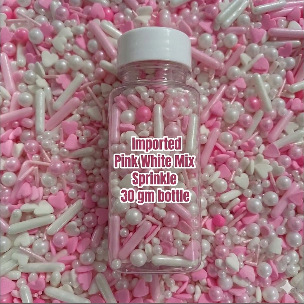 Imported Pink White Mix Sprinkle 30 gm bottle