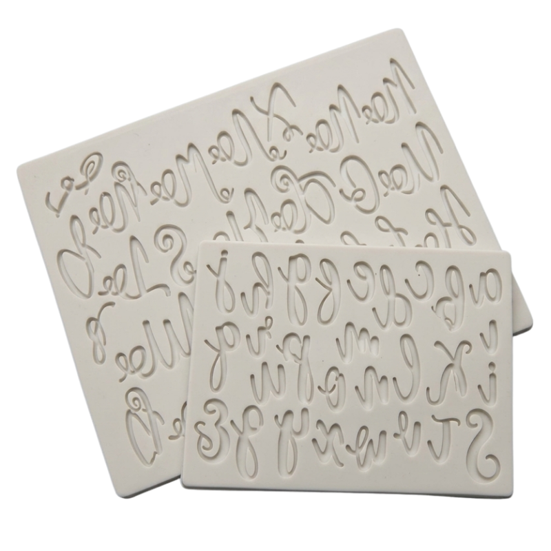 Silicone Mold Cursive Script Letters | 2 Pcs Set
