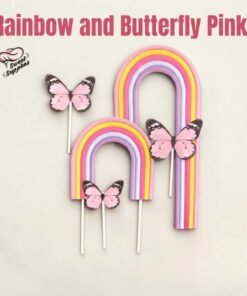 Rainbow and Butterfly Pink Topper Set