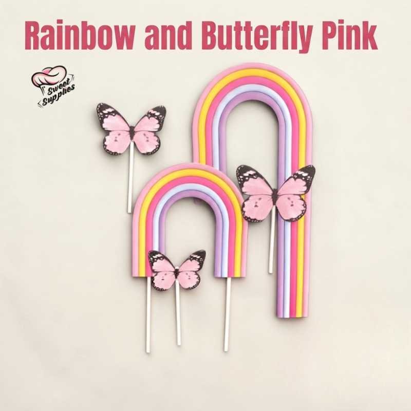 Rainbow and Butterfly Pink Topper Set