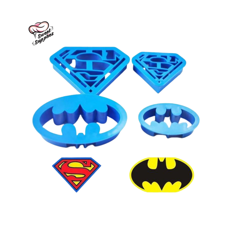 Superman & Batman Cookies Cutter 4 Pcs Set Plastic