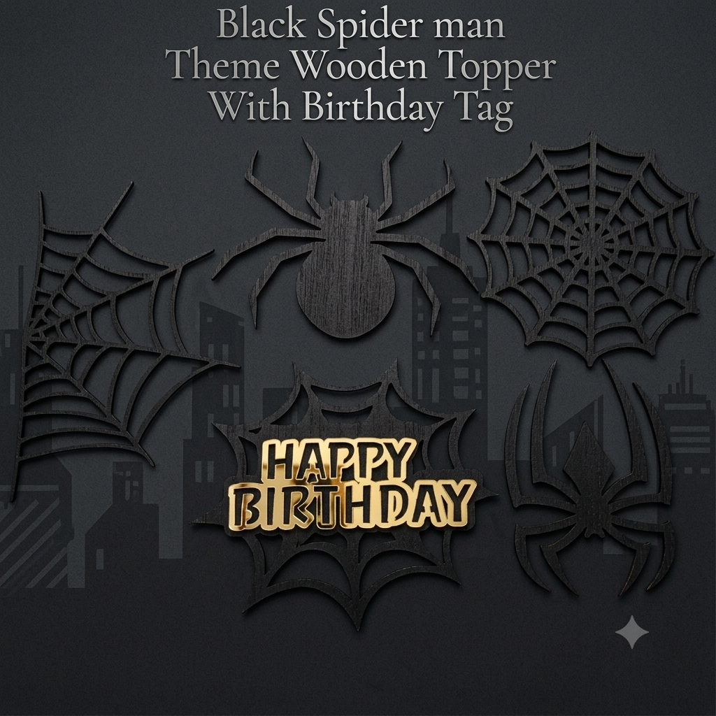 Black Spider Wooden Topper
