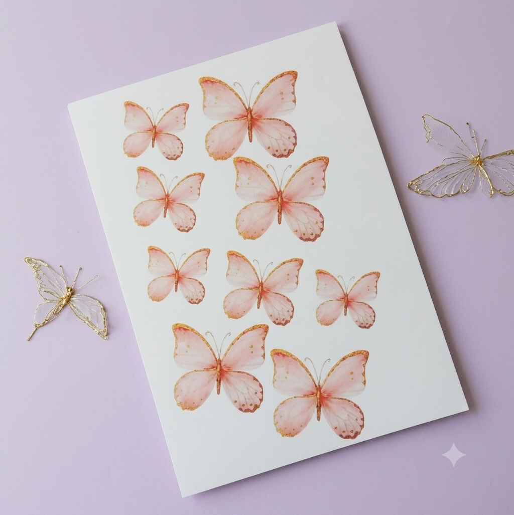 Printed Butterfly Peach Color